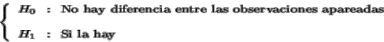 \begin{displaymath}\left\{
\begin{array}{l}
H_0 \:\: :\:\: \mbox{No hay diferenc...
...x{\it }
\\
H_1 \:\: :\:\: \mbox{Si la hay}
\end{array}\right.
\end{displaymath}