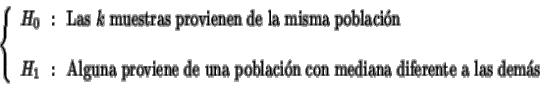 \begin{displaymath}\left\{
\begin{array}{l}
H_0 \:\: :\:\: \mbox{Las $k$\space m...
...blacin con mediana
diferente
a las dems}
\end{array}\right.
\end{displaymath}